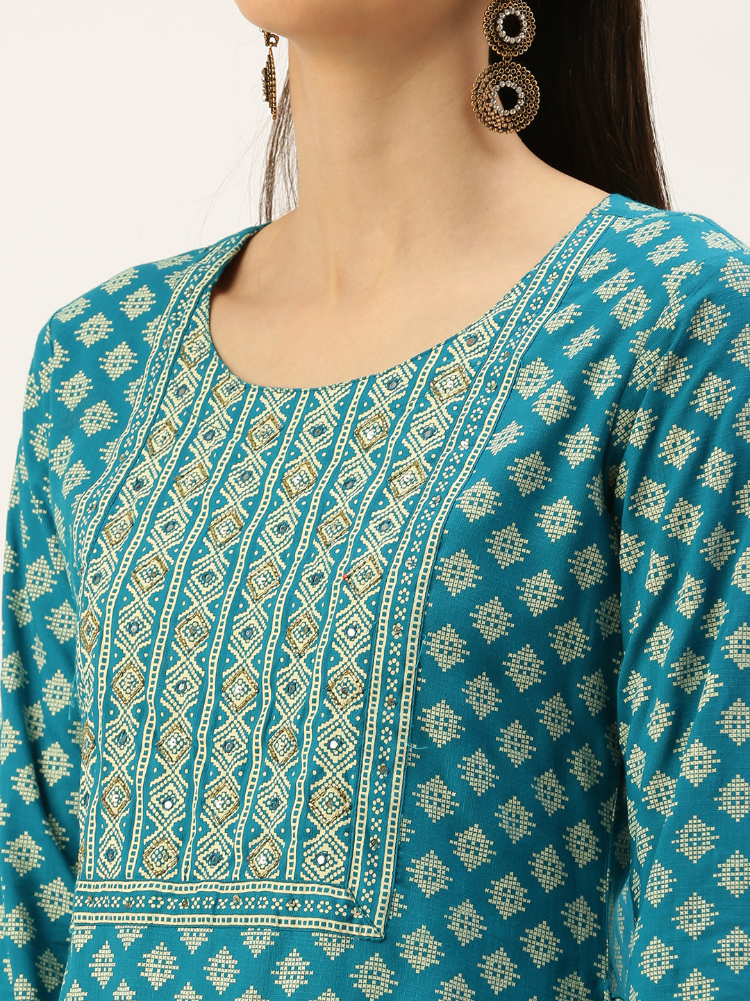 Women's Blue Printed Straight Kurtas