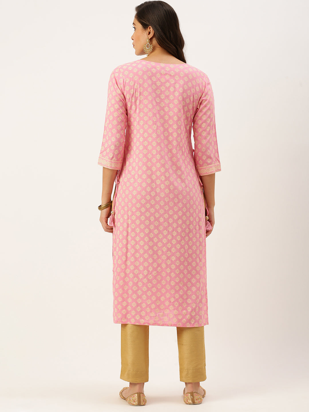 Women's Pink Printed Straight Kurtas