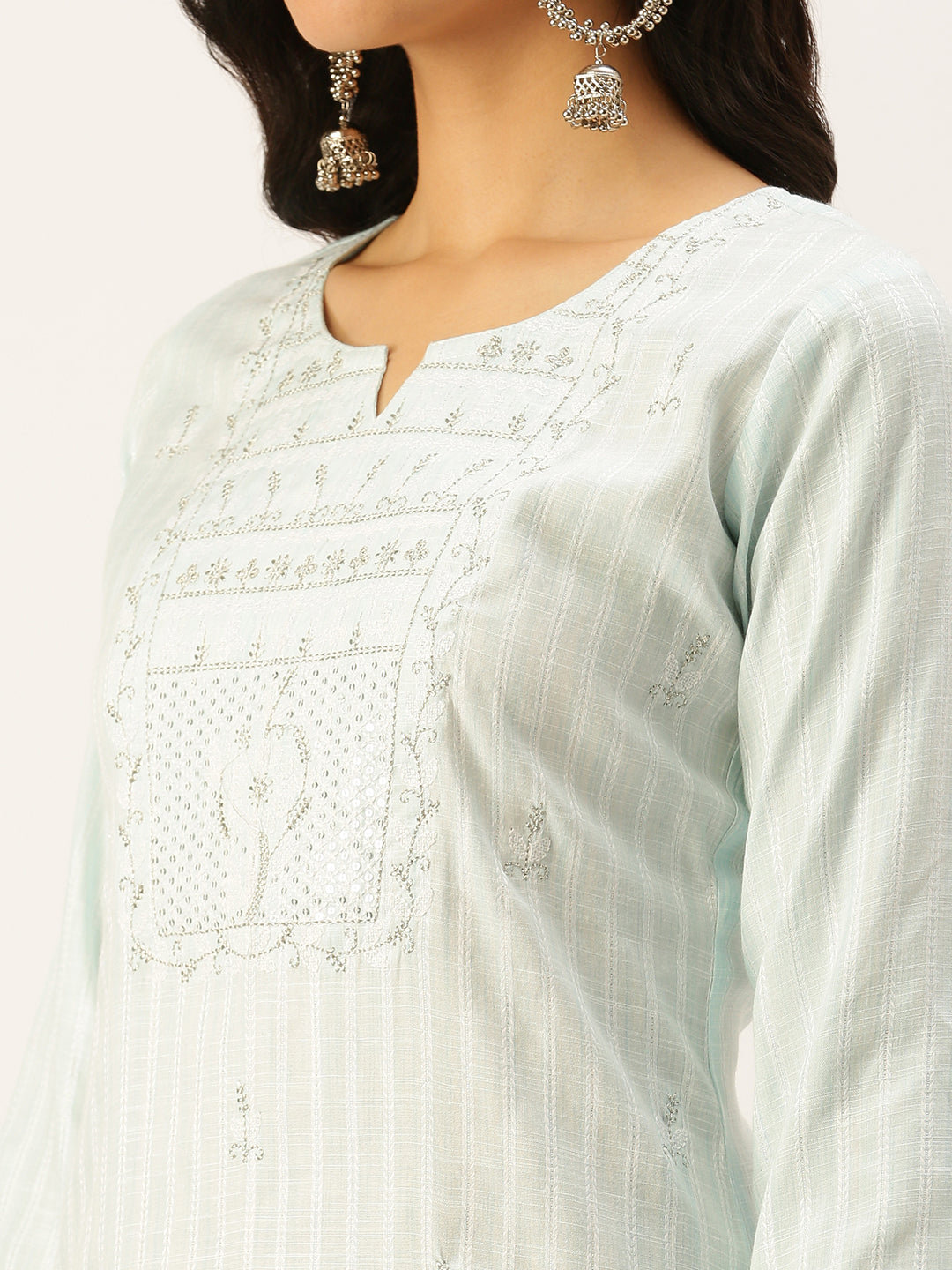 Women's Blue Striped Straight Kurtas