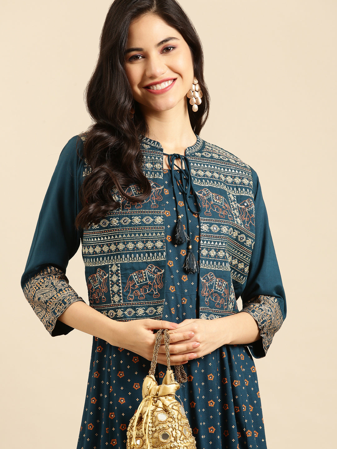 Women's Blue Embroidered Anarkali Kurta