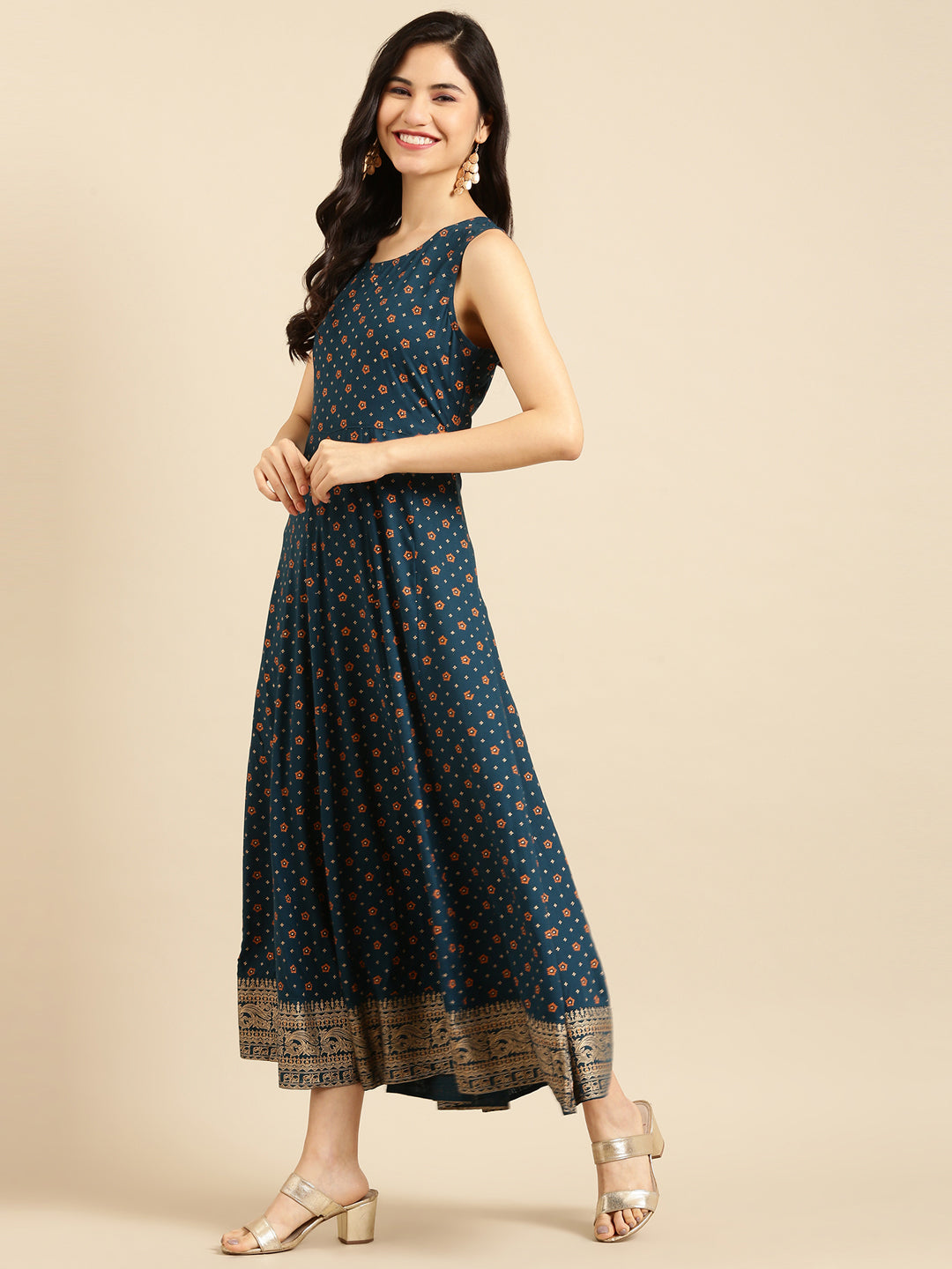 Women's Blue Embroidered Anarkali Kurta