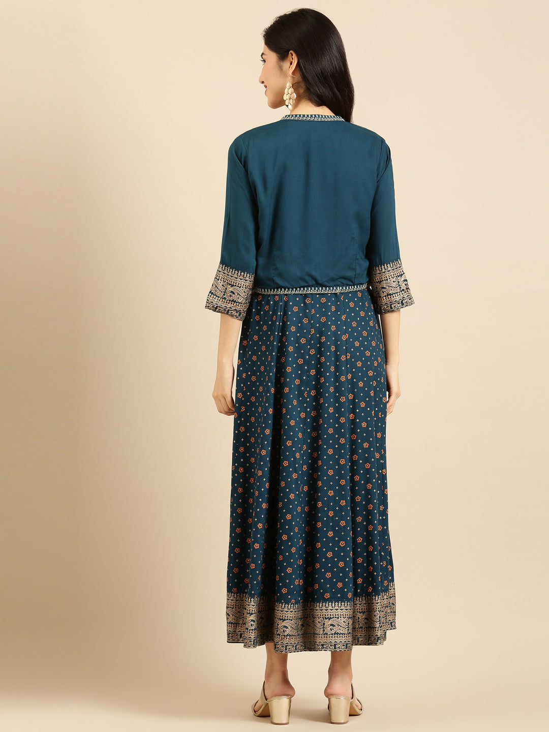 Women's Blue Embroidered Anarkali Kurta