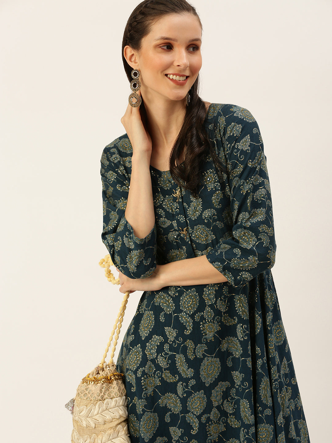 Women's Blue Printed Anarkali Kurtas