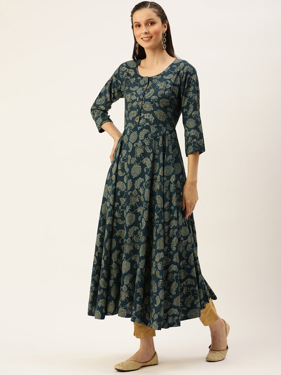 Women's Blue Printed Anarkali Kurtas