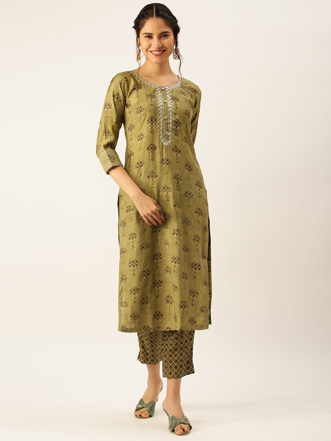 Women's Green Printed Kurta Sets