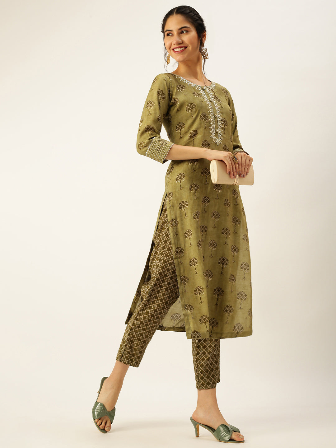 Women's Green Printed Kurta Sets