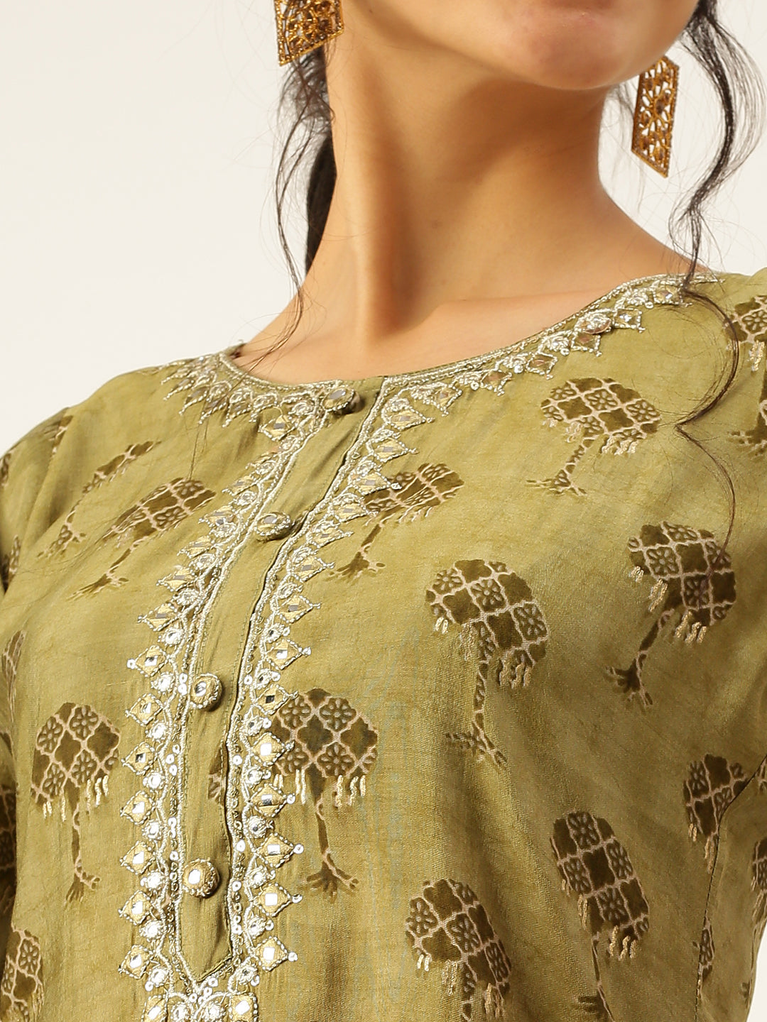 Women's Green Printed Kurta Sets