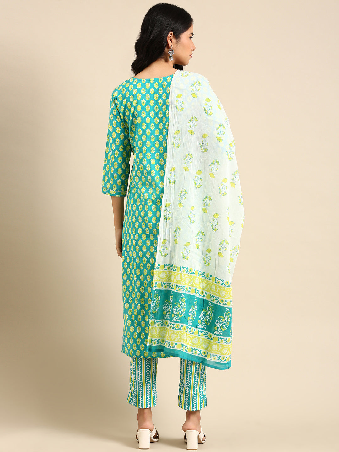 Women's Teal Printed Kurta Set