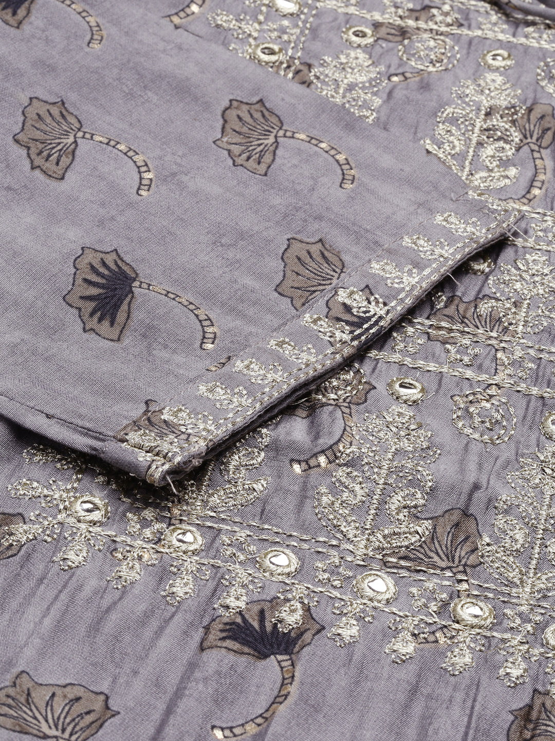 Women's Grey Printed Straight Kurta