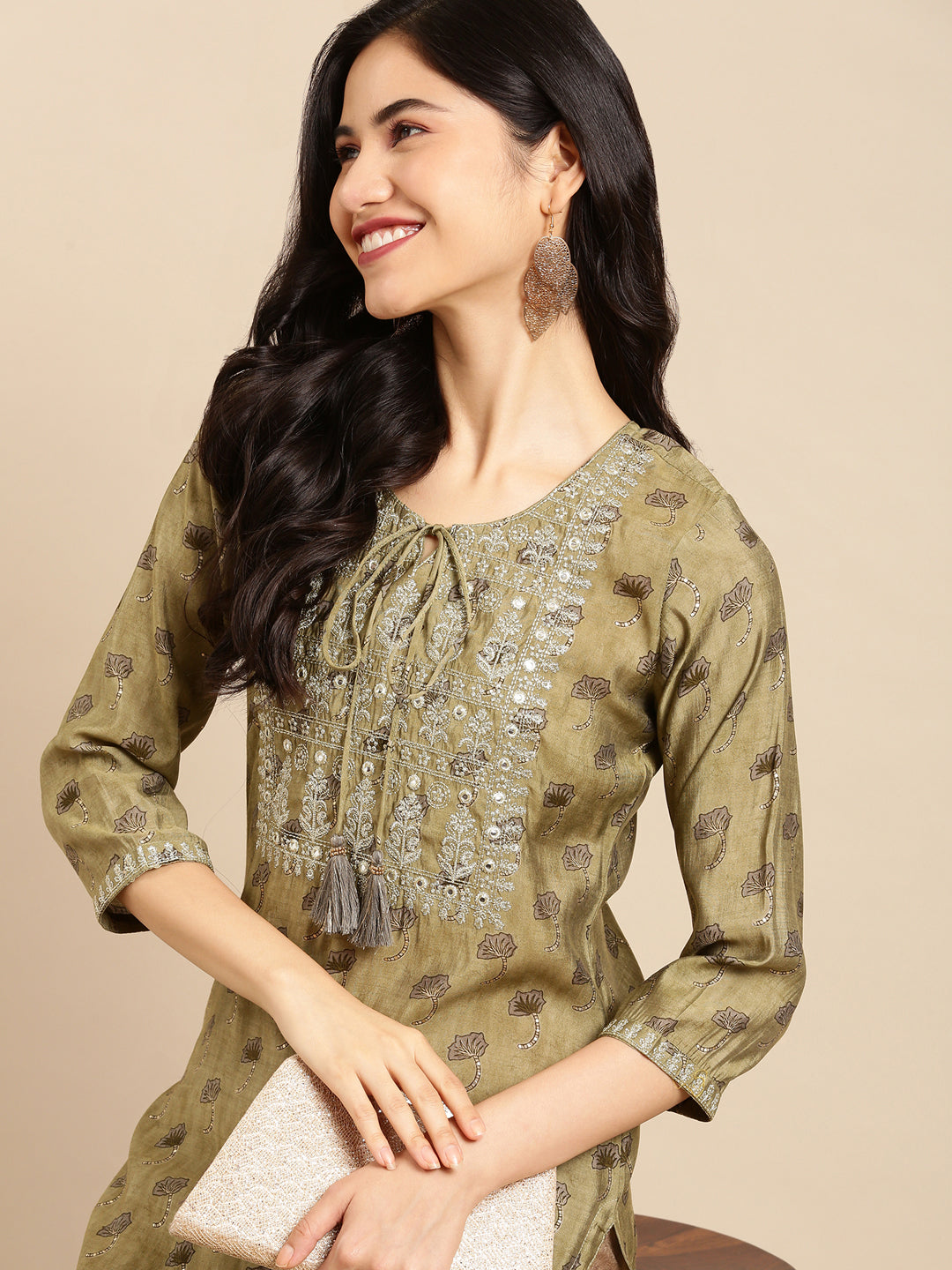 Women's Green Printed Straight Kurta