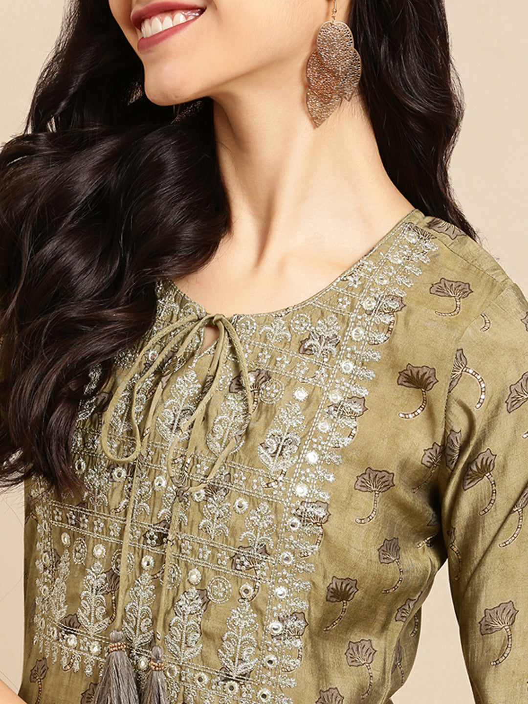 Women's Green Printed Straight Kurta