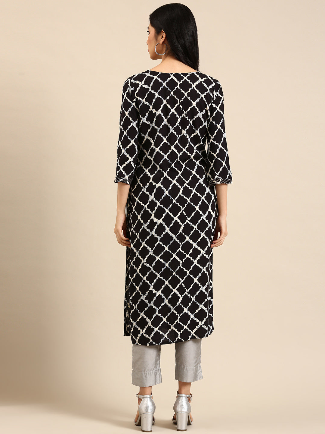 Women's Black Tie Dye Straight Kurta