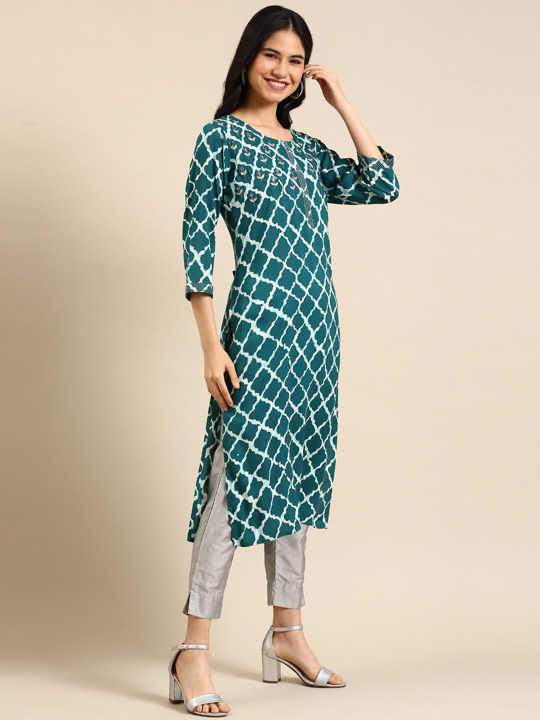 Women's Blue Tie Dye Straight Kurta