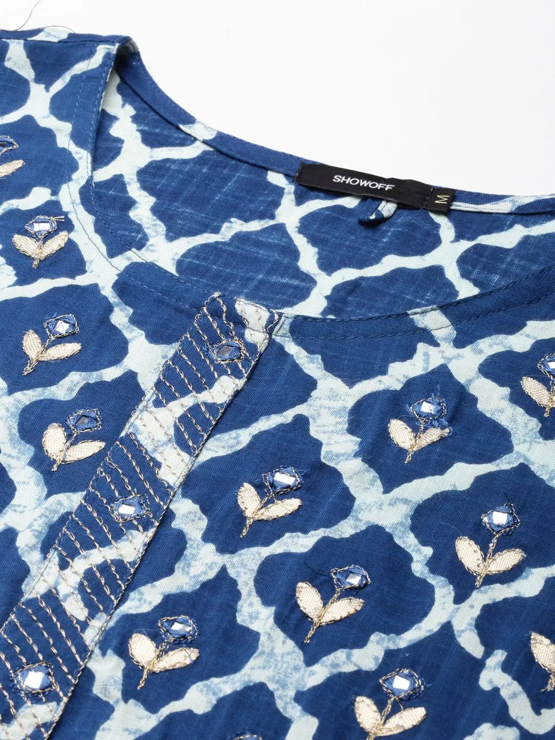 Women's Blue Printed Straight Kurta