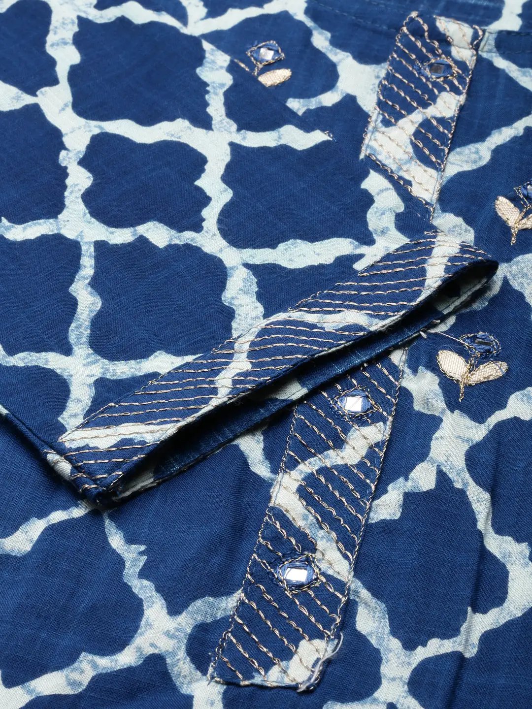 Women's Blue Printed Straight Kurta
