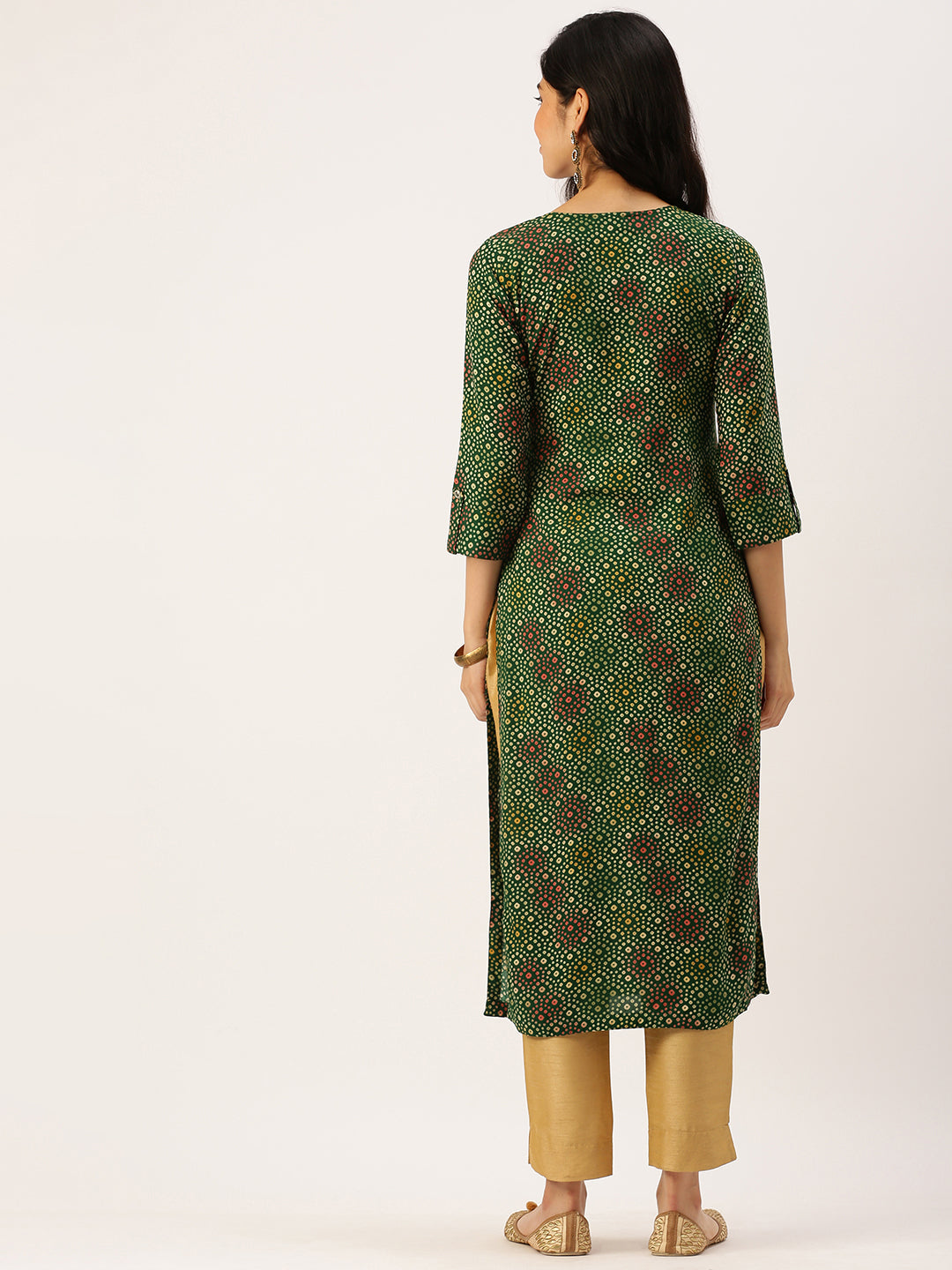 Women's Green Printed Straight Kurtas