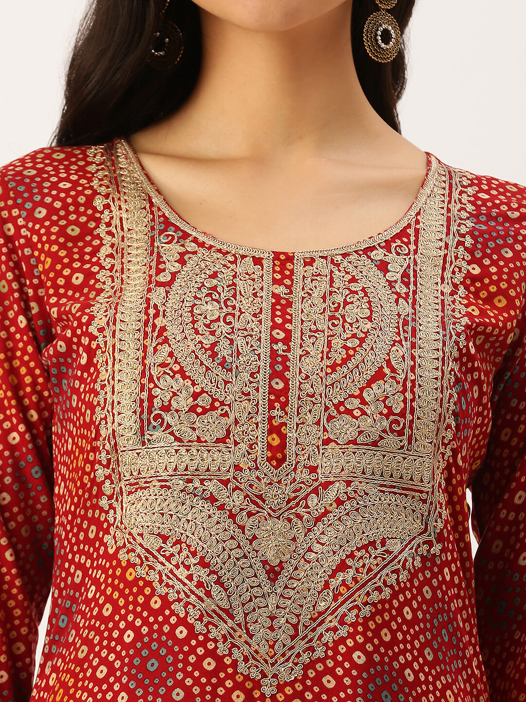 Women's Red Printed Straight Kurtas