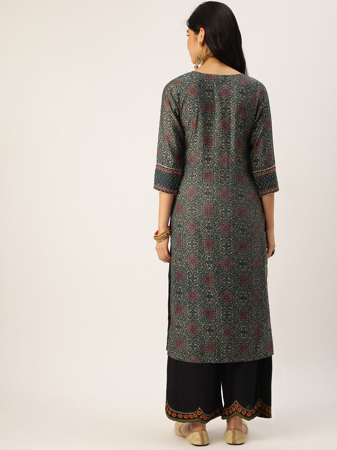 Women's Green Printed Straight Kurtas