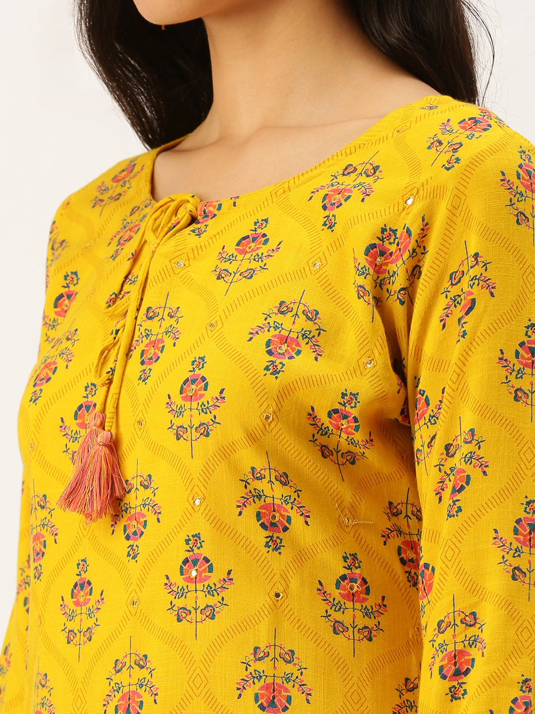 Women's Yellow Printed Straight Kurtas