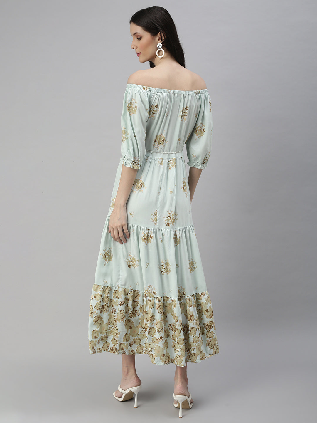 Women's Turquoise Blue Floral Maxi Dress