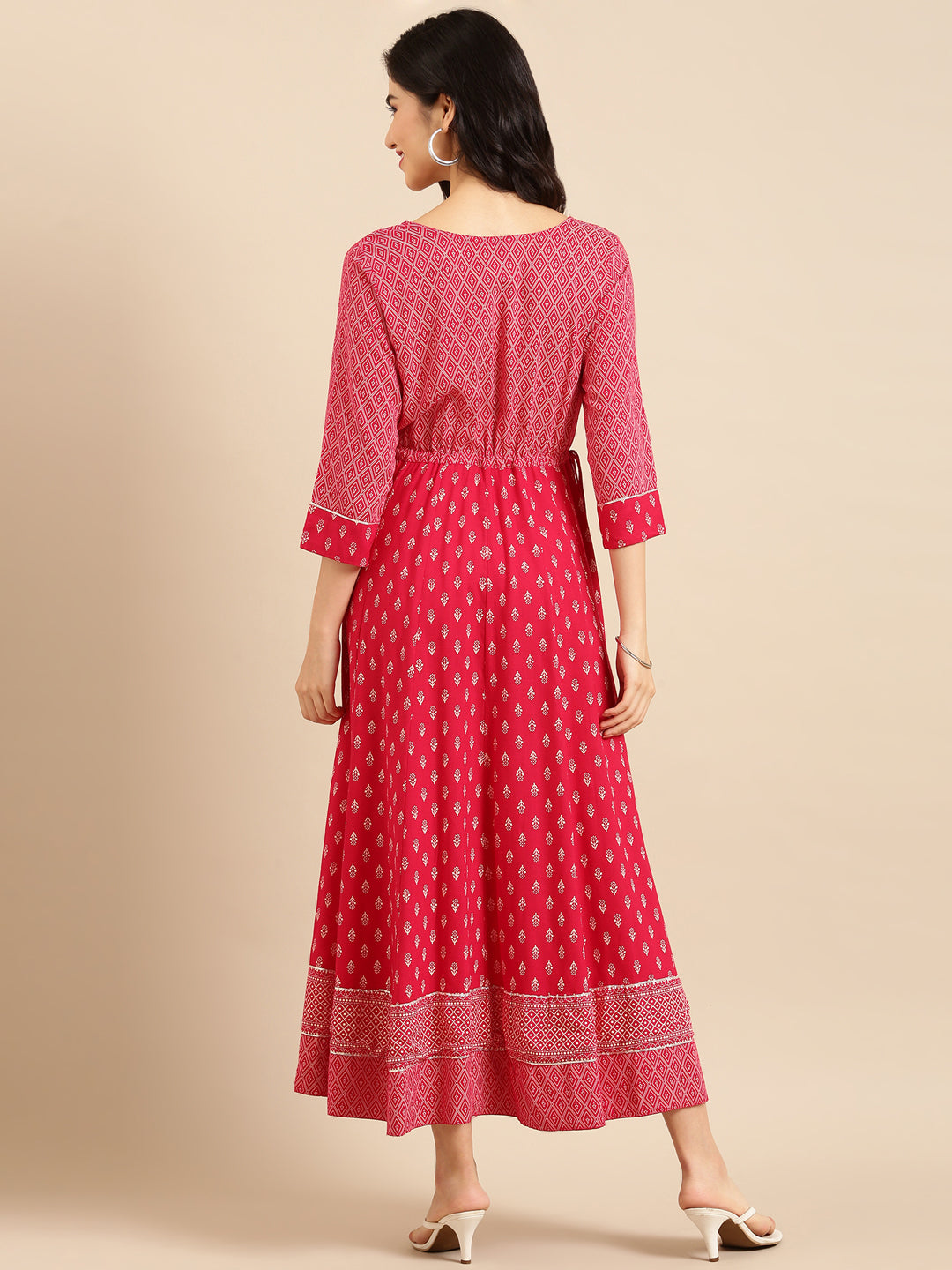 Women's Red Printed Anarkali Kurta