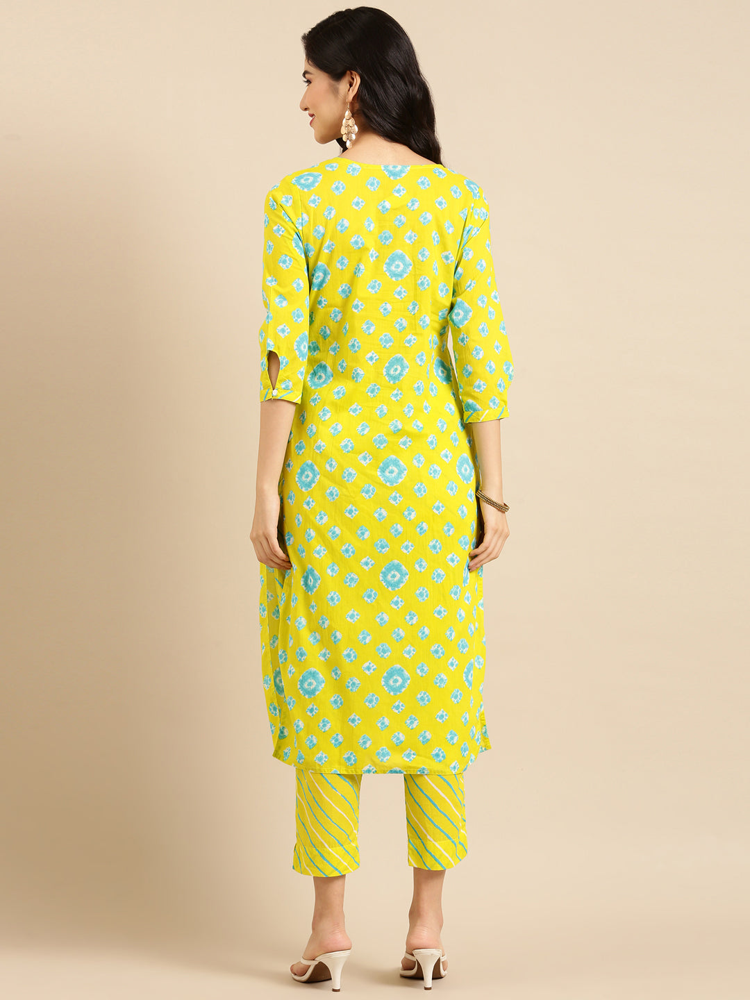 Women's Lime Green Printed  Kurta Set