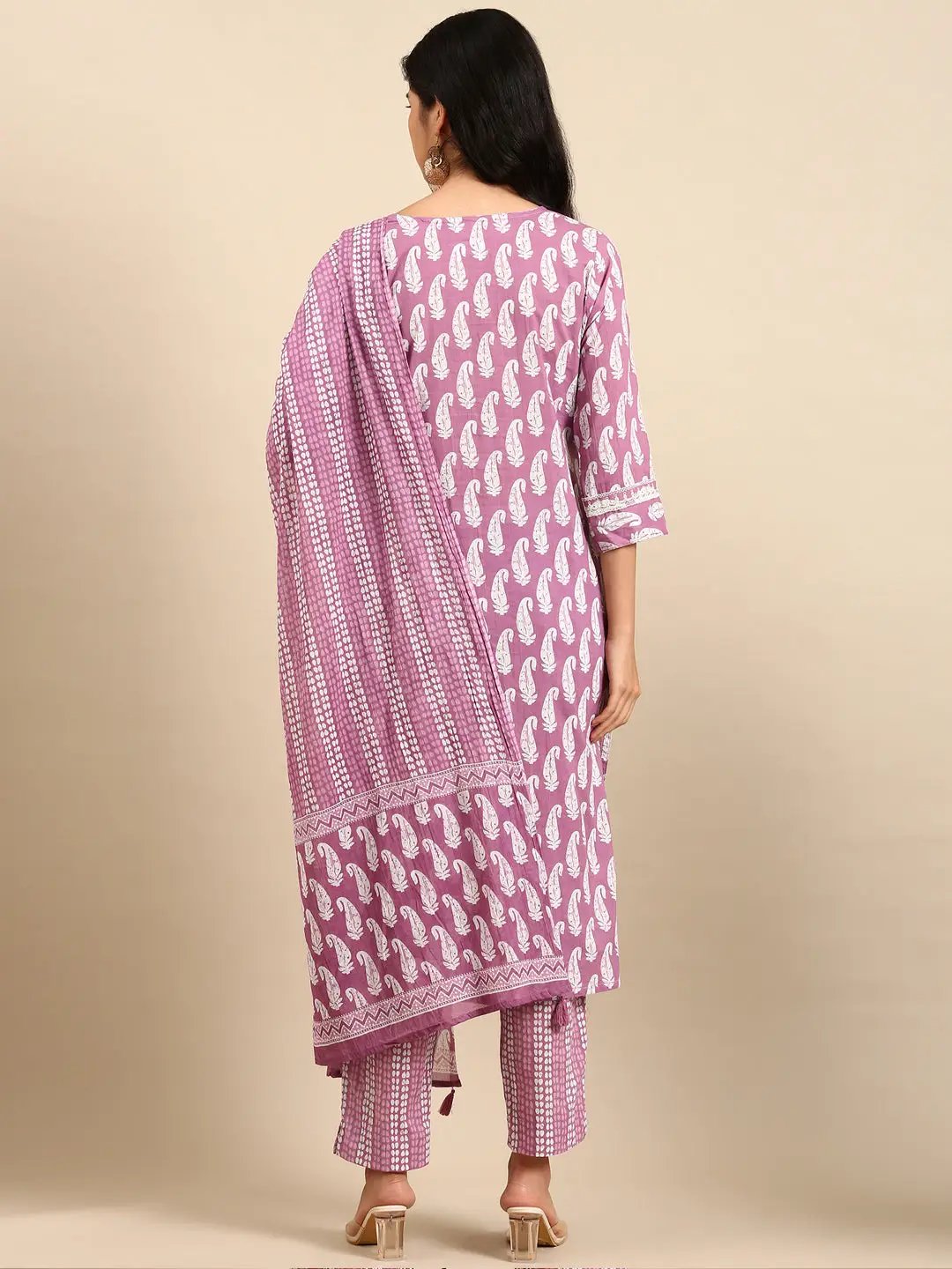 Women's Lavender Printed Kurta Set