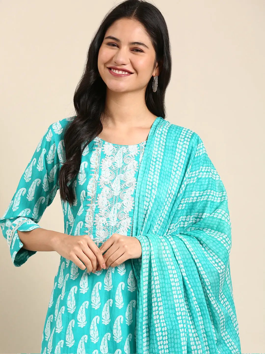 Women's Blue Printed Kurta Set
