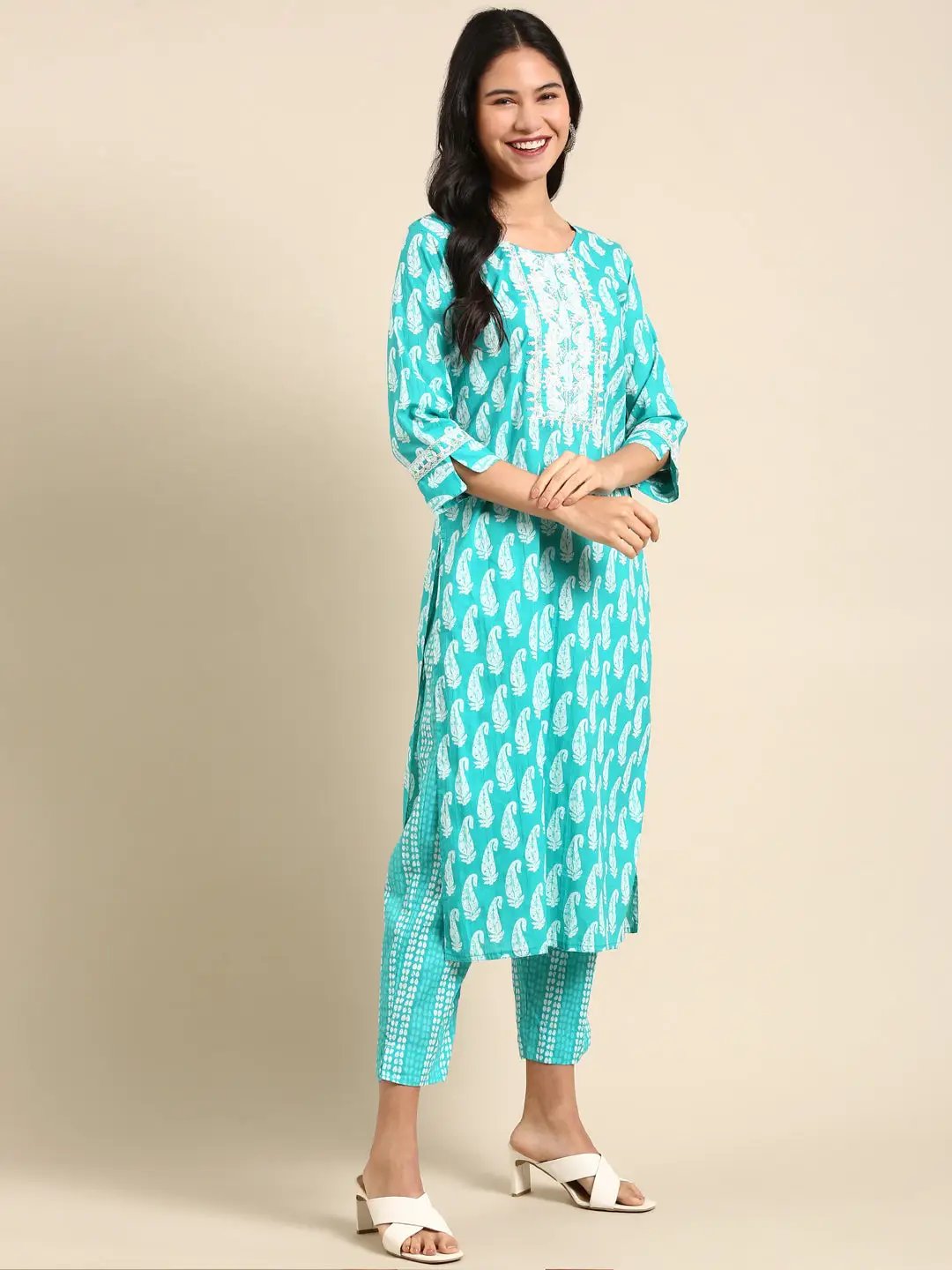 Women's Blue Printed Kurta Set