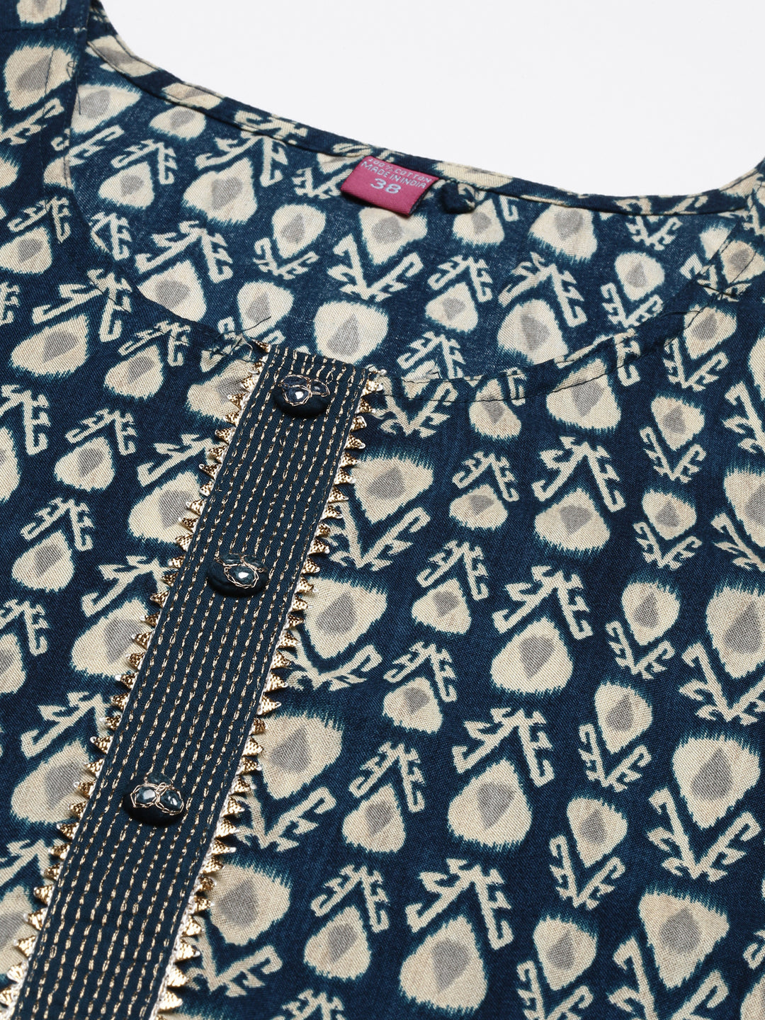 Women's Blue Printed Straight Kurta