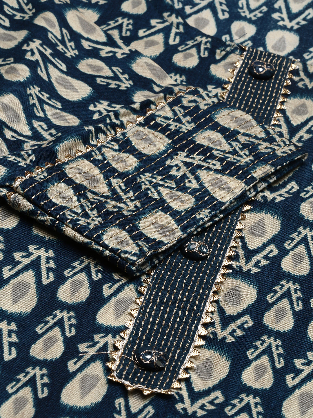 Women's Blue Printed Straight Kurta