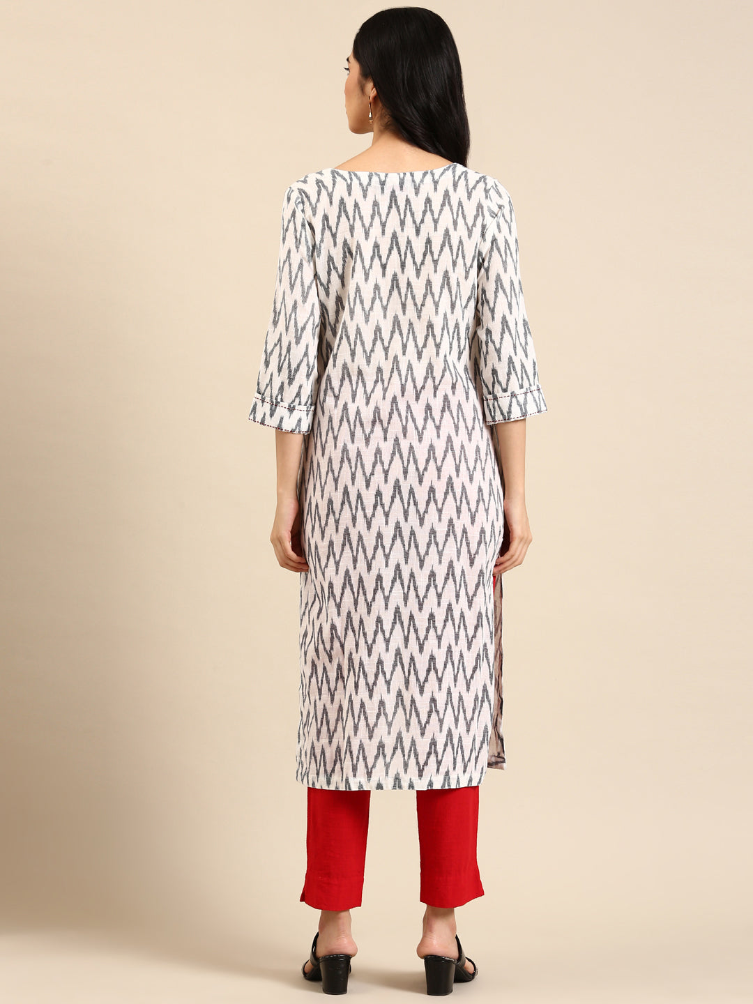 Women's White Printed A-Line Kurta