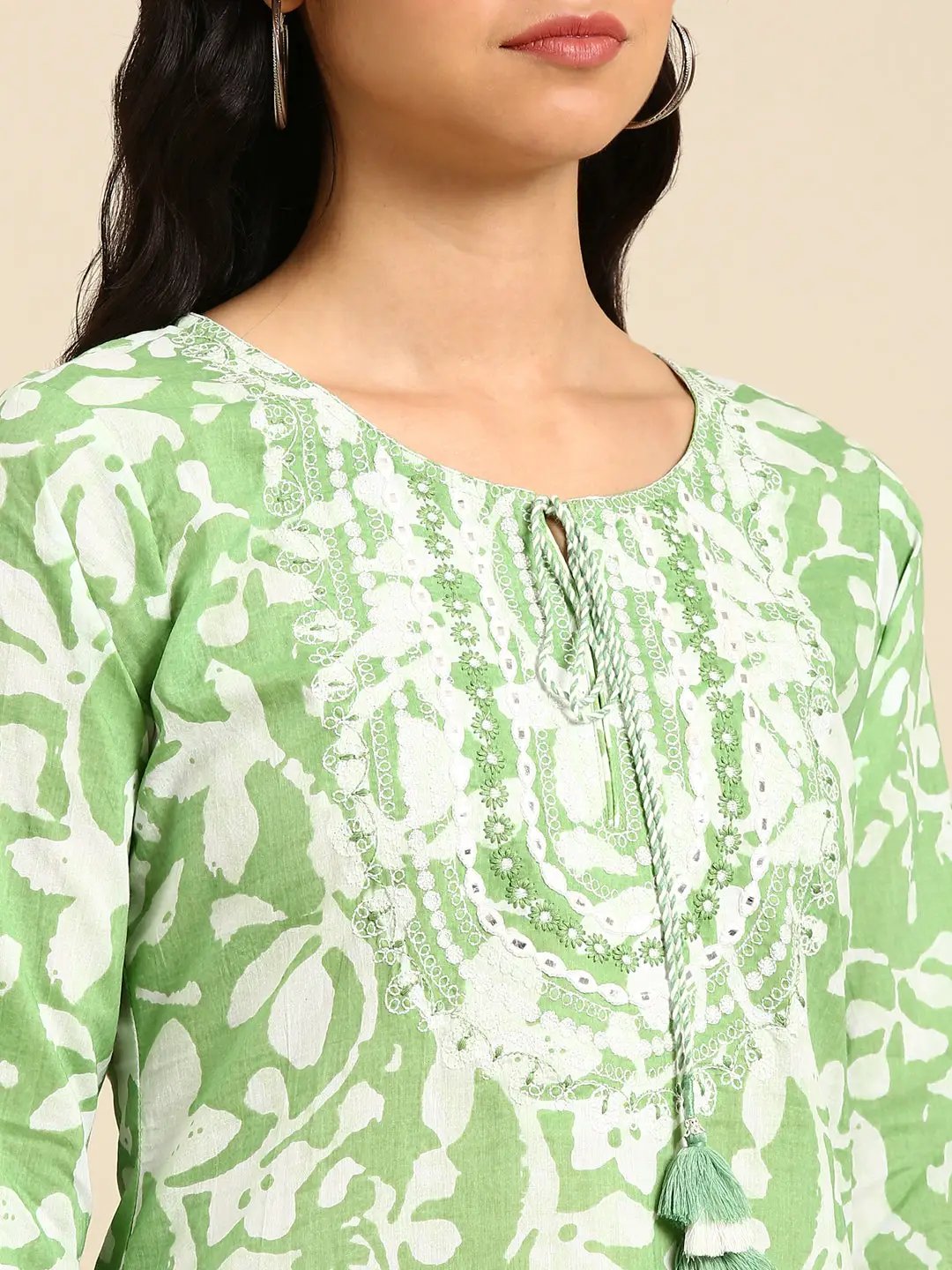 Women's Green Printed Kurta Set