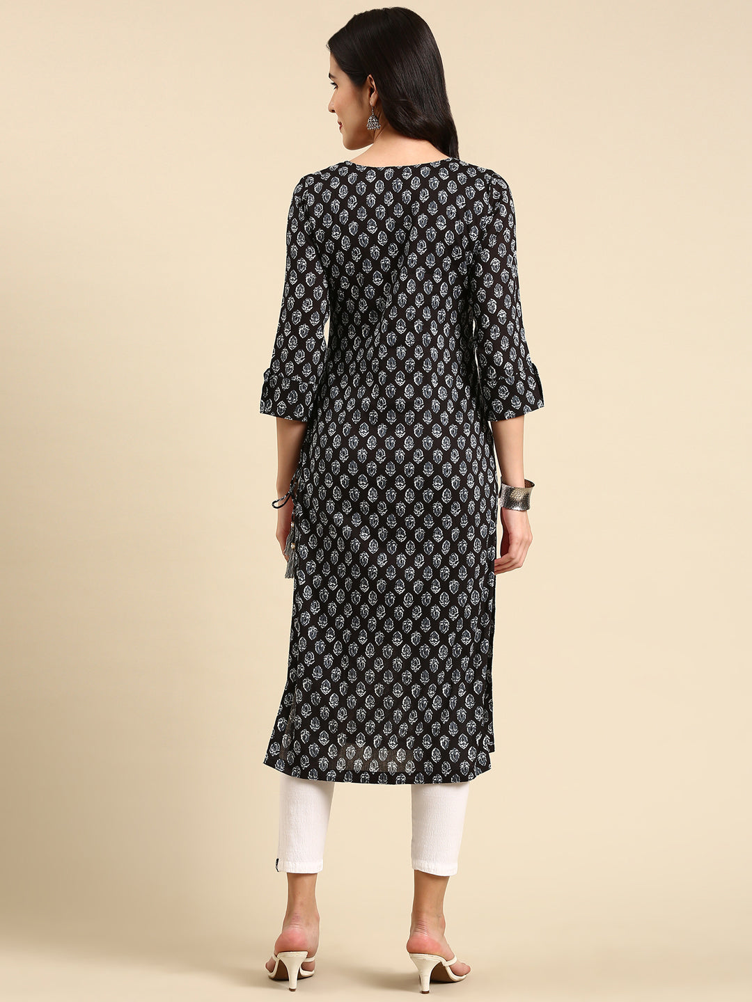 Women's Black Printed Straight Kurta