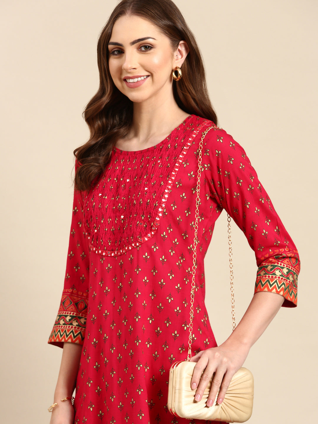 Women's Rose Printed Straight Kurta