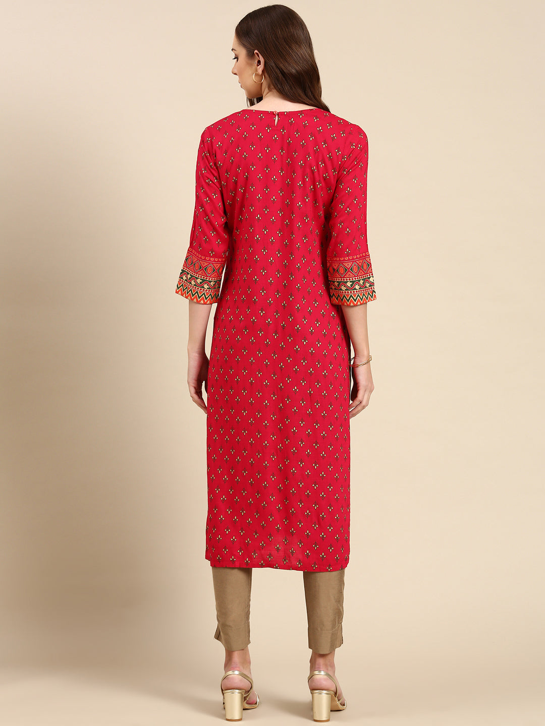 Women's Rose Printed Straight Kurta