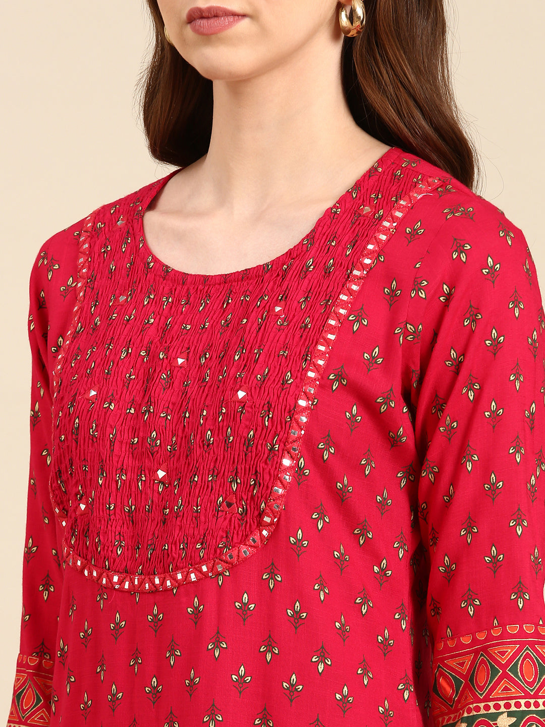 Women's Rose Printed Straight Kurta