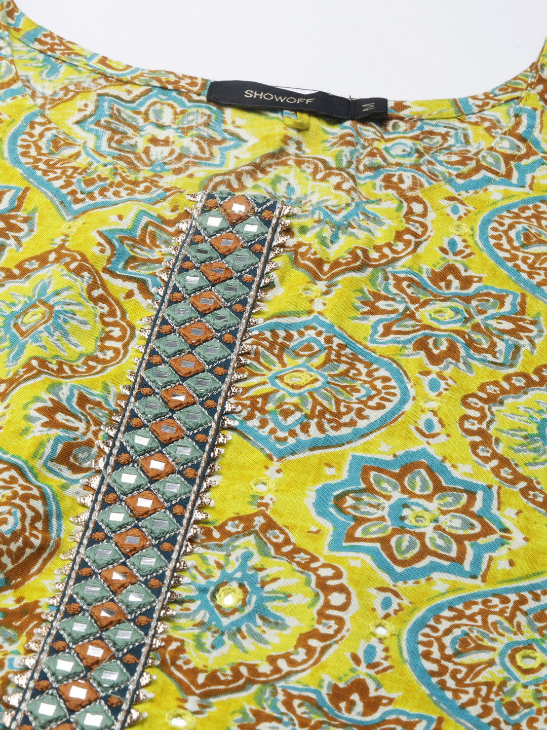 Women Yellow Printed Straight Kurta