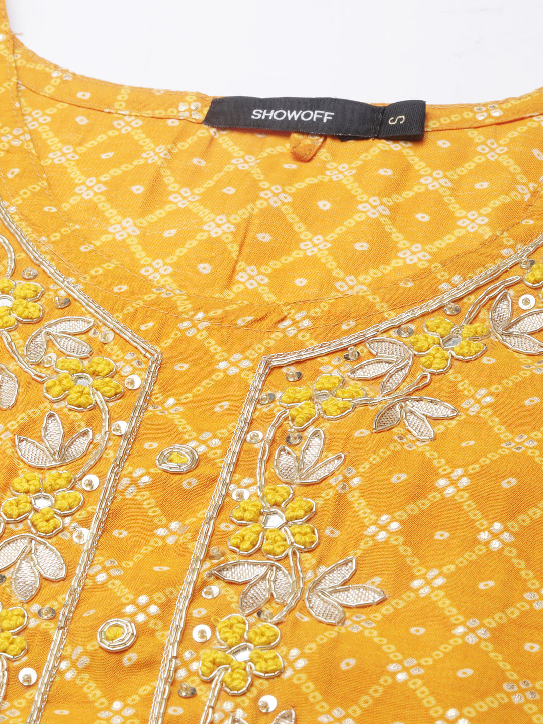 Women Mustard Printed Straight Kurta