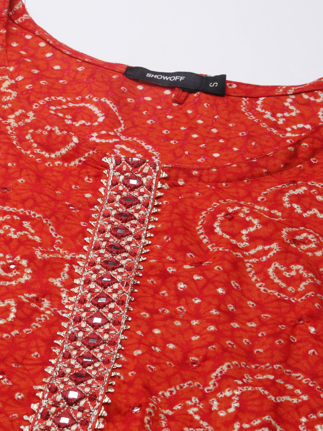 Women Red Printed Straight Kurta