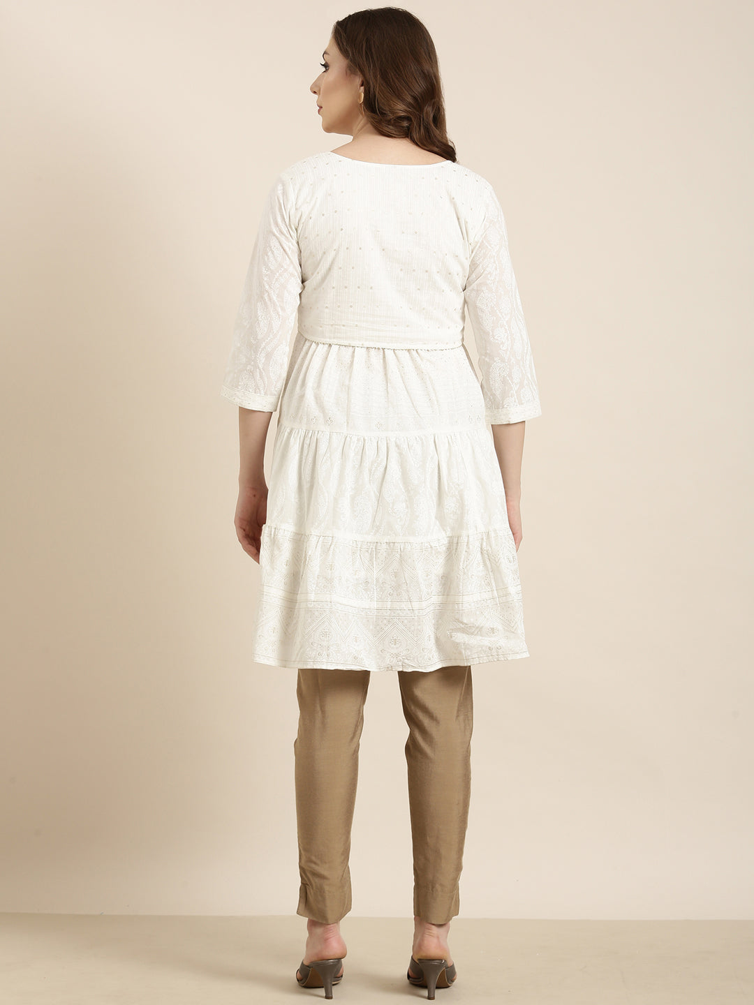 Women A-Line Off White Ethnic Motifs Kurta