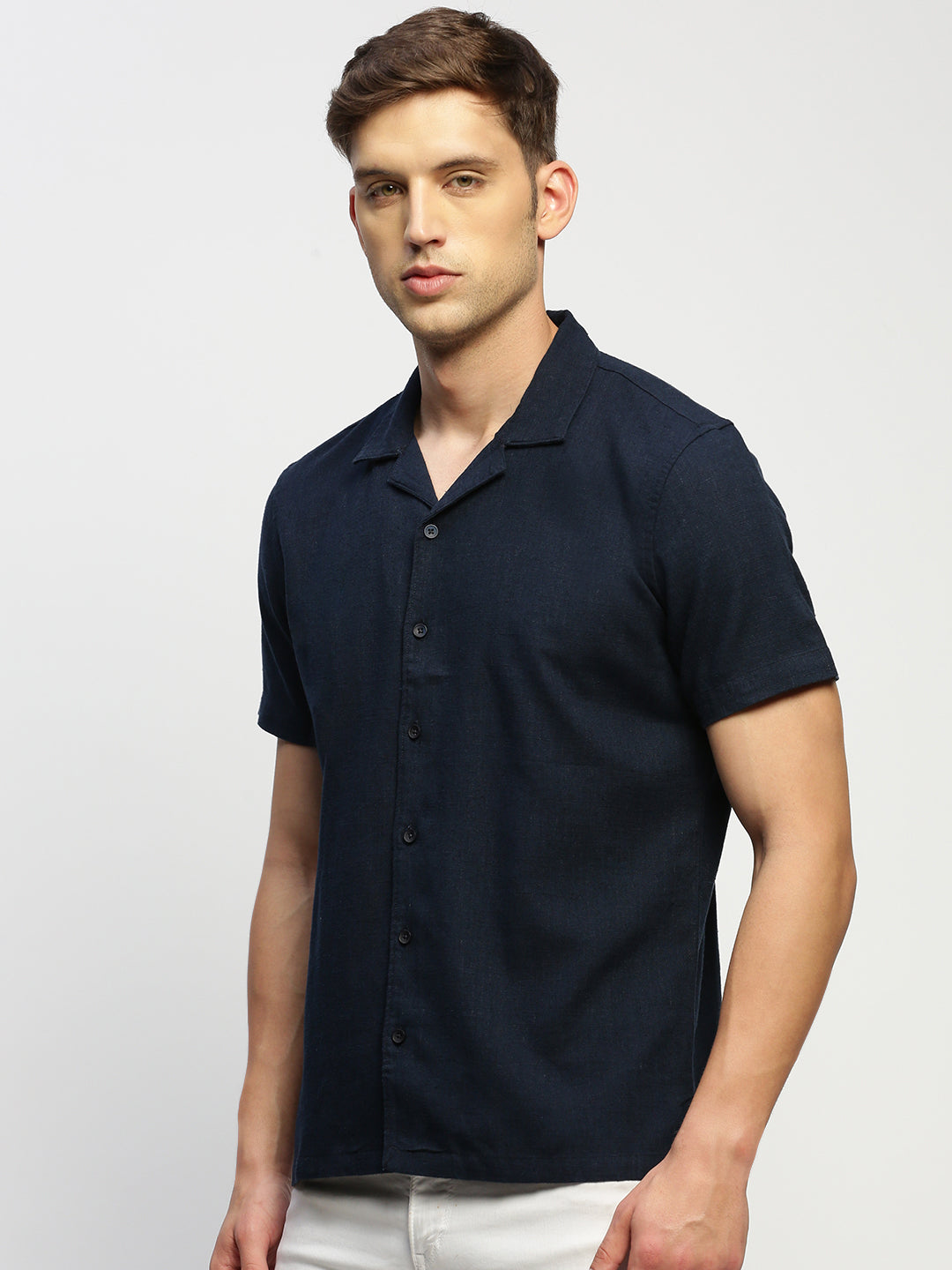 Men Navy Solid Shirt