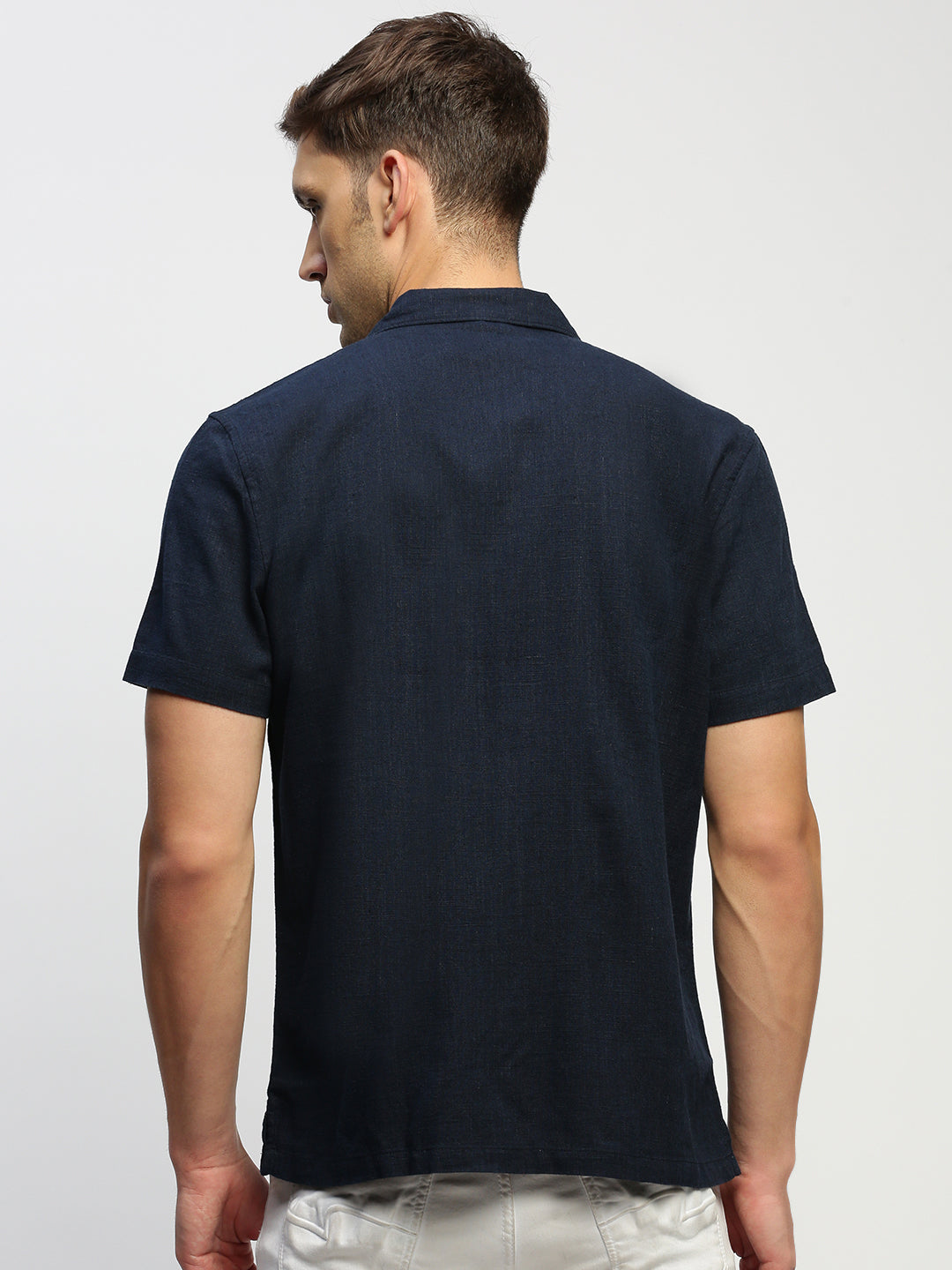 Men Navy Solid Shirt