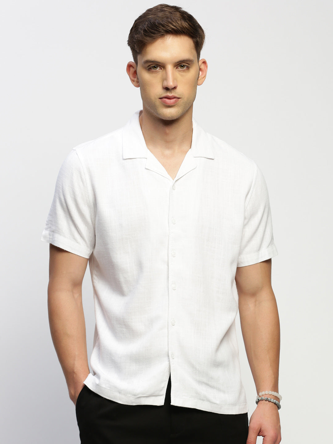 Men White Solid Shirt