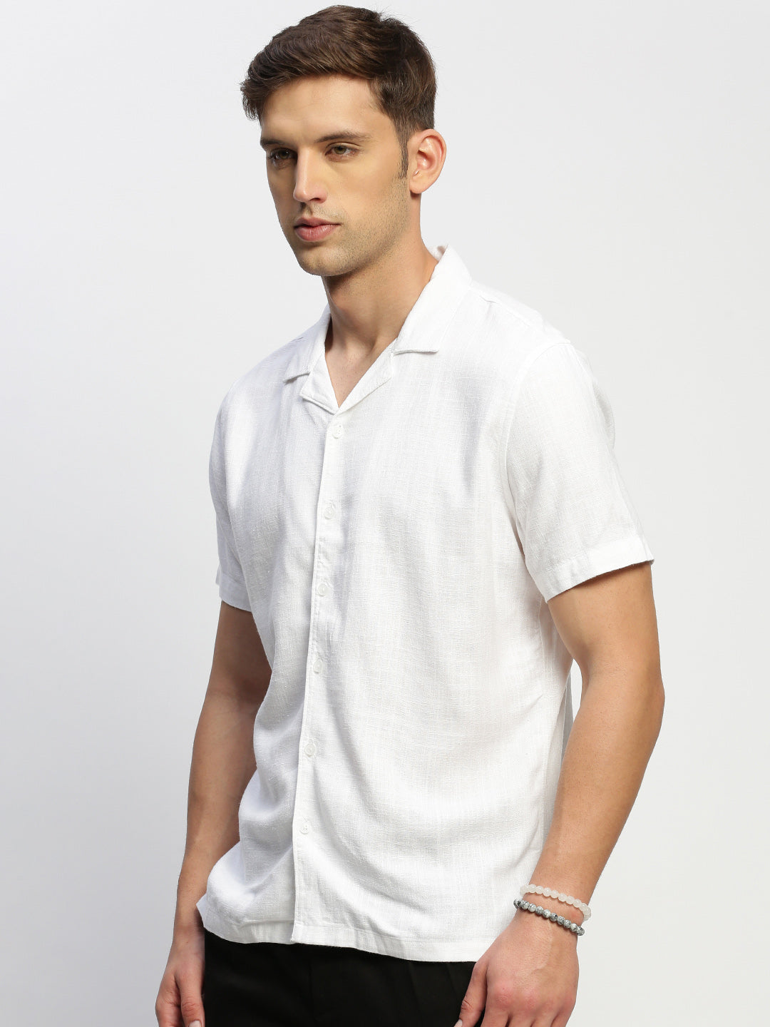 Men White Solid Shirt