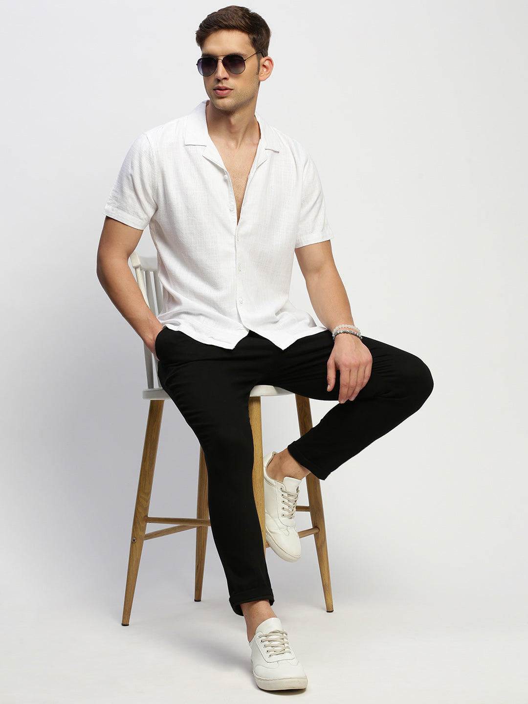 Men White Solid Shirt