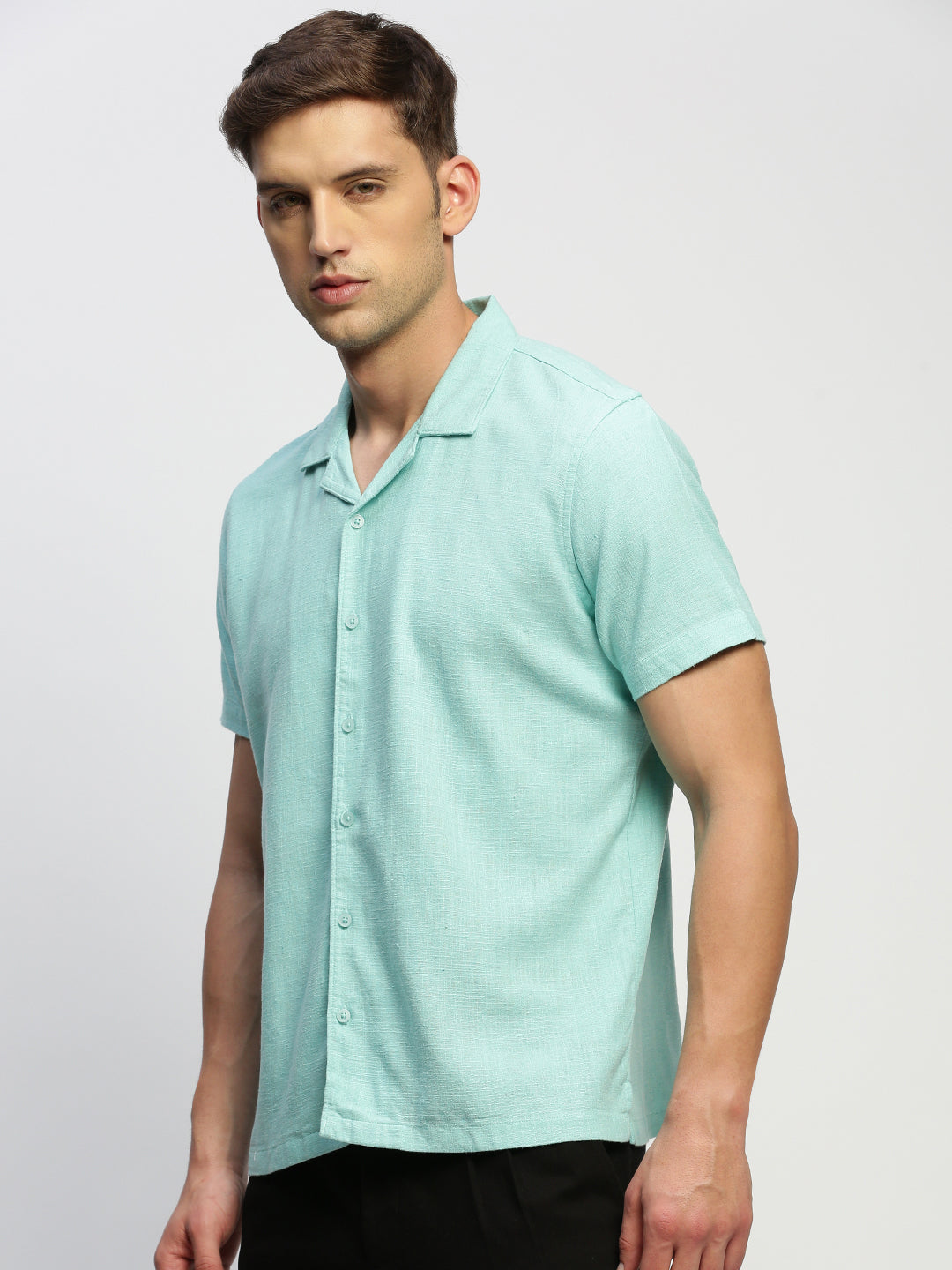 Men Green Solid Shirt