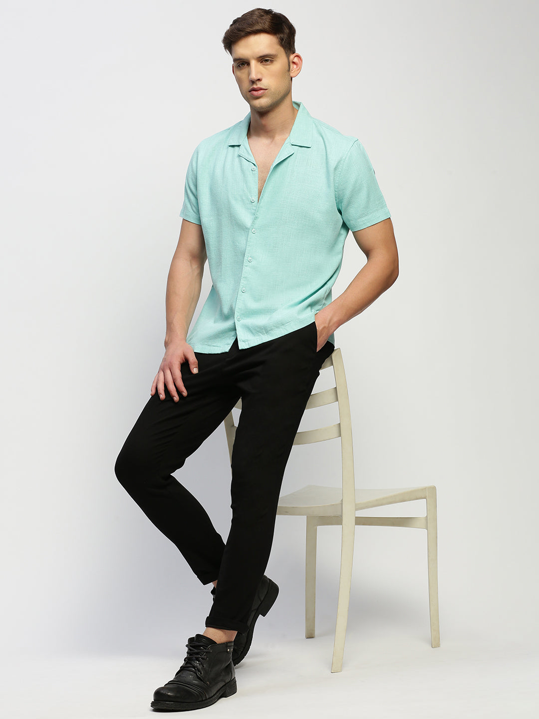 Men Green Solid Shirt