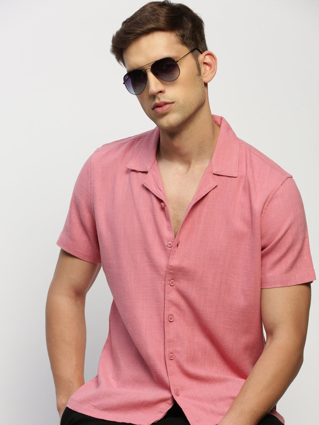 Men Peach Solid Shirt