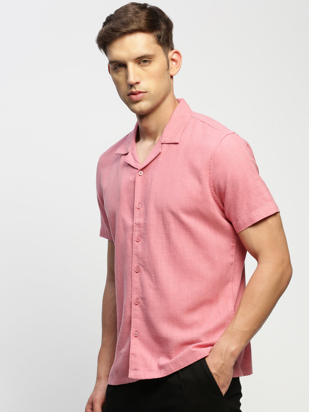 Men Peach Solid Shirt